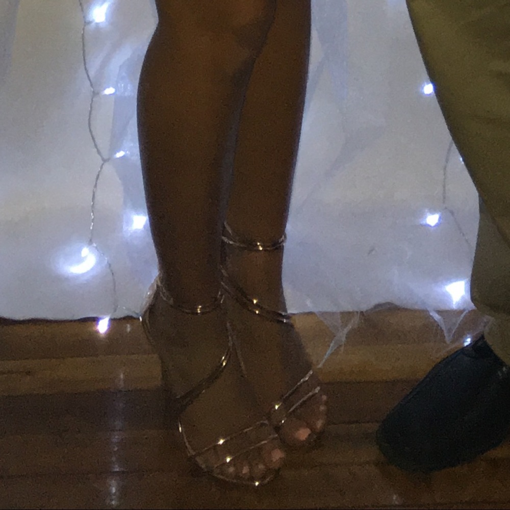 Strappy rose gold heels